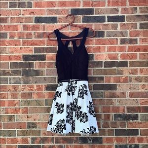 Classy black and white floral dress